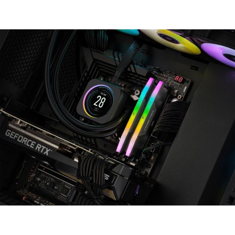 CORSAIR VENGEANCE RGB 32GB (2x16GB) 5600MHz DDR5 C40 Desktop Memory Kit – Black (CMH32GX5M2B5600C40K)