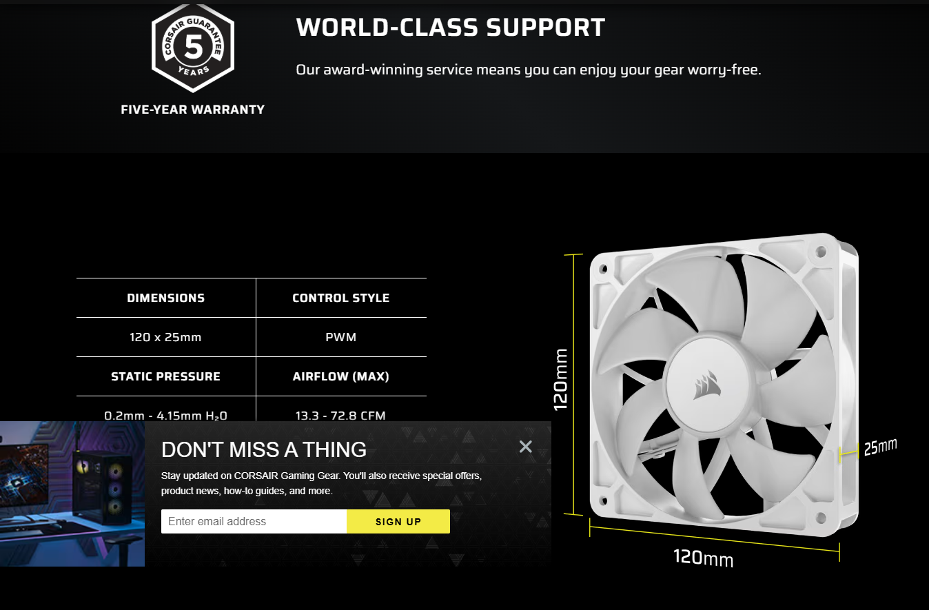 Corsair RS140 140mm Fan White DI 2