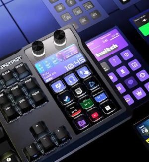 CORSAIR GALLEON 100 SD Stream Deck-Integrated Mechanical Gaming Keyboard with LCD screen, 12 display keys, and aluminum top frame