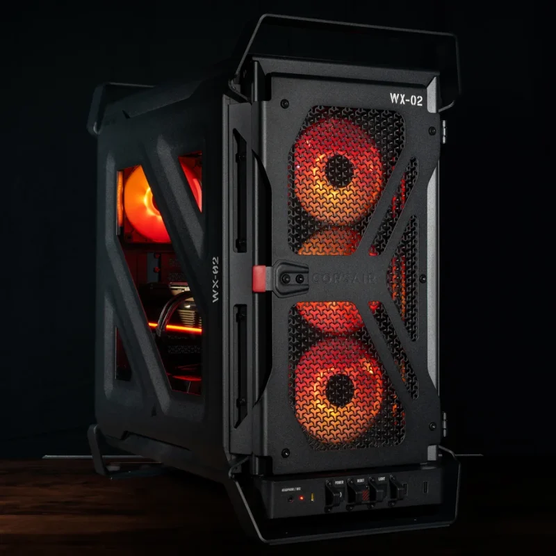 The WARTHOG RS Performance Mid-Tower Case in Noir/Black is a ruggedized enthusiast chassis built for extreme thermal dynamics and high-end hardware support. Features heavy-duty integrated steel carrying handles, high-airflow 3D Y-pattern panels, dual pre-installed RS200 200mm PWM intake fans, RS120 exhaust fan, InfiniRail mounting system, reverse-connector motherboard support (BTF/Project Zero), built-in rear I/O lighting, and space for dual 360mm radiators and GPUs up to 405mm in Pakistan.