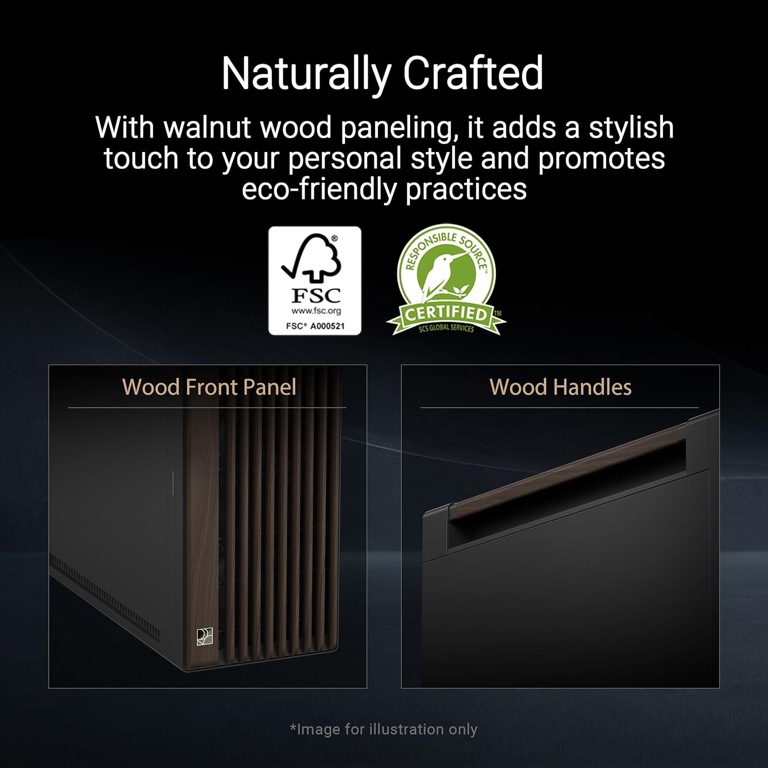 ASUS ProArt PA602 Wood Edition Modern Black E-ATX PC Case with Tempered ...