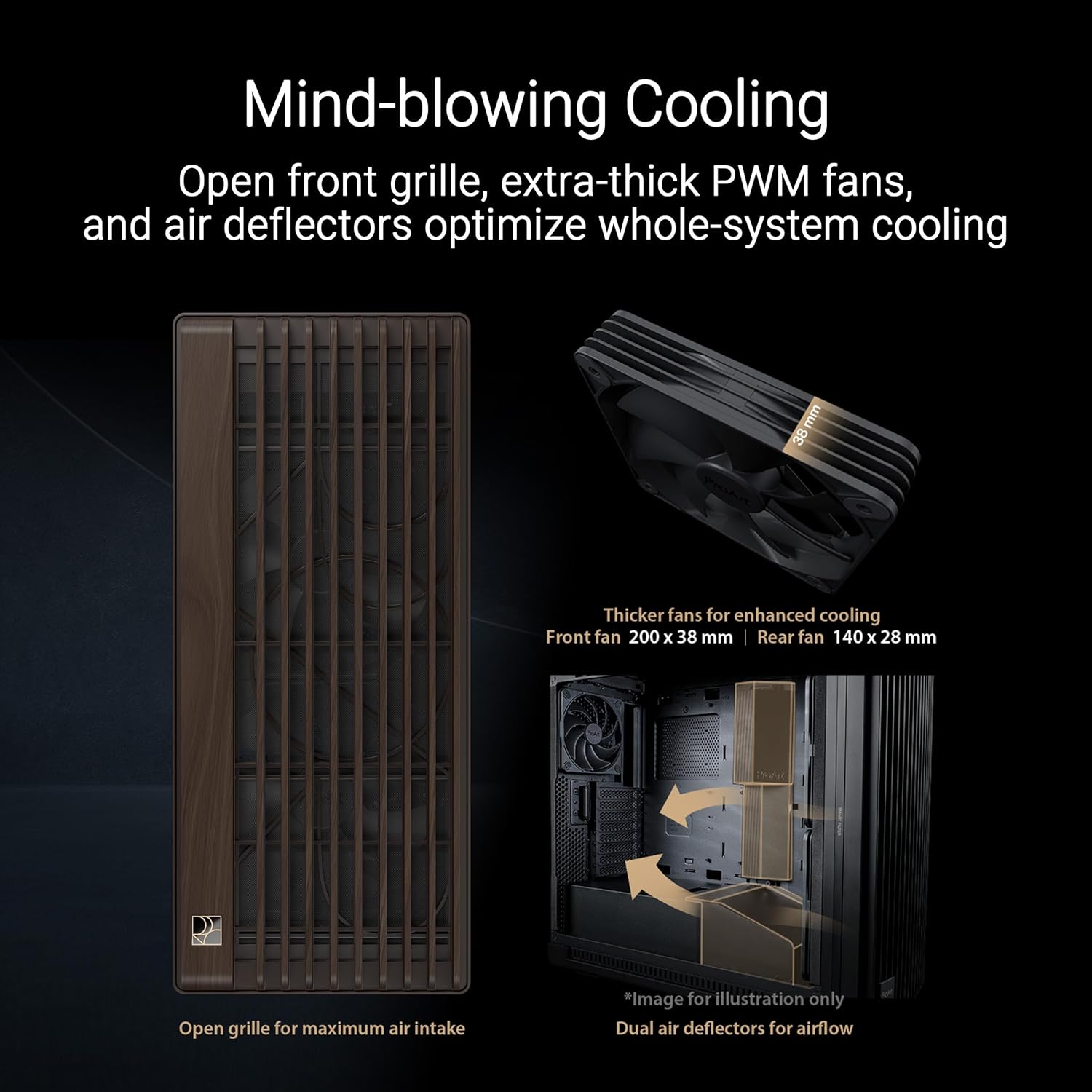 ASUS ProArt PA602 Wood Edition Modern Black E-ATX PC Case with Tempered ...