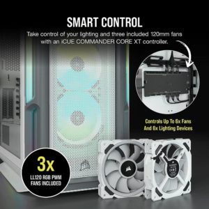 iCUE 5000T RGB Tempered Glass Mid-Tower ATX PC Case — White - Image 3